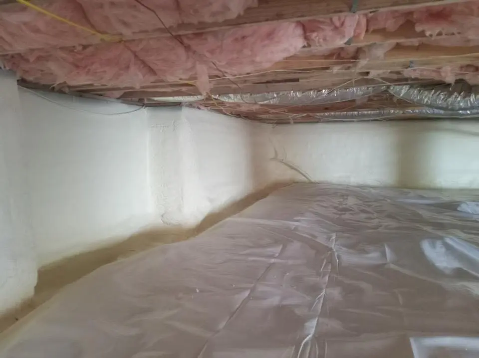 Crawl space encapsulation with closed-cell spray foam for Flat Roof Repair in Hampton